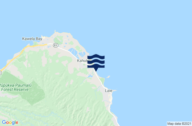 Mappa delle Getijden in Mālaekahana Beach, United States