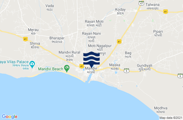 Mappa delle Getijden in Māndvi, India