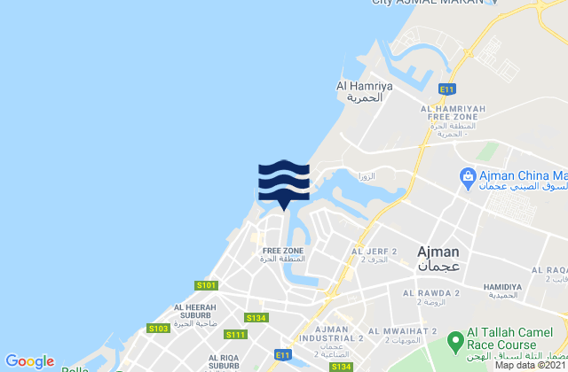 Mappa delle Getijden in Mīnā’ ‘Ajmān, United Arab Emirates