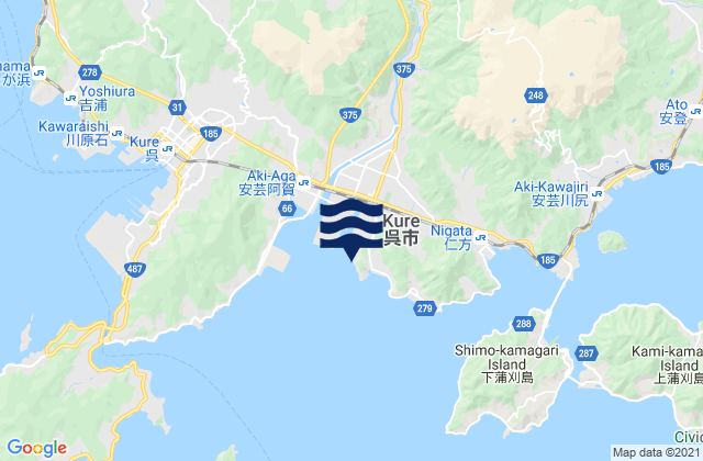 Mappa delle Getijden in Nagahama (Hiro Wan), Japan