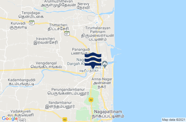 Mappa delle Getijden in Nagapattinam, India
