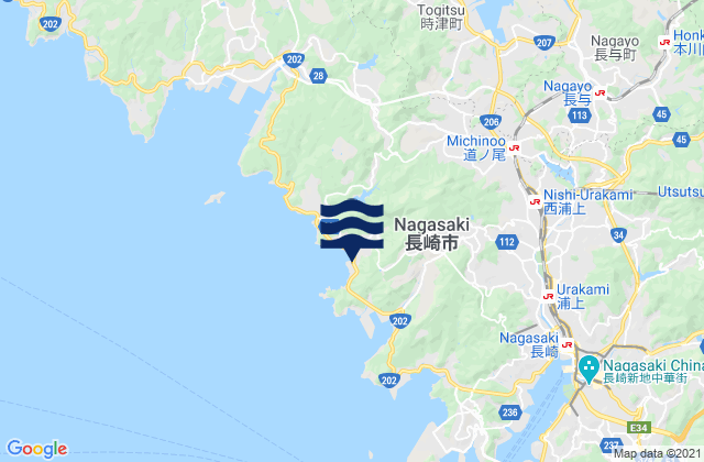 Mappa delle Getijden in Nagasaki-shi, Japan