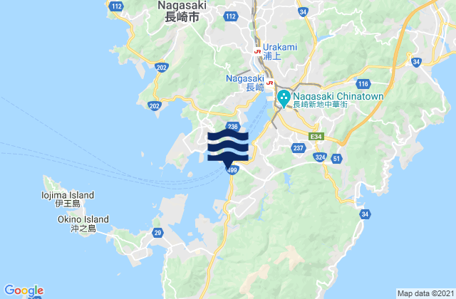 Mappa delle Getijden in Nagasaki Megami, Japan