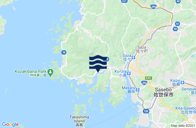 Mappa delle Getijden in Nagasaki Prefecture, Japan
