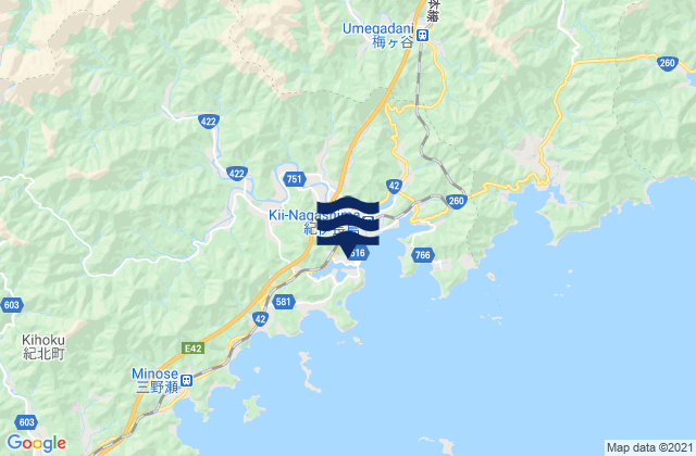 Mappa delle Getijden in Nagasima (Mie), Japan