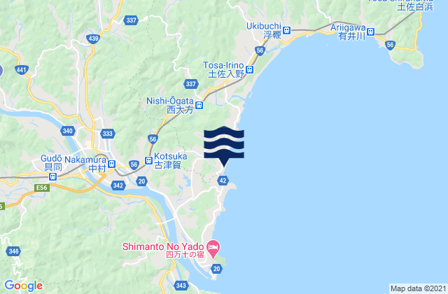 Mappa delle Getijden in Nakamura, Japan