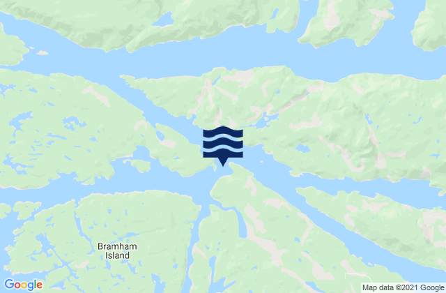 Mappa delle Getijden in Nakwakto Rapids, Canada