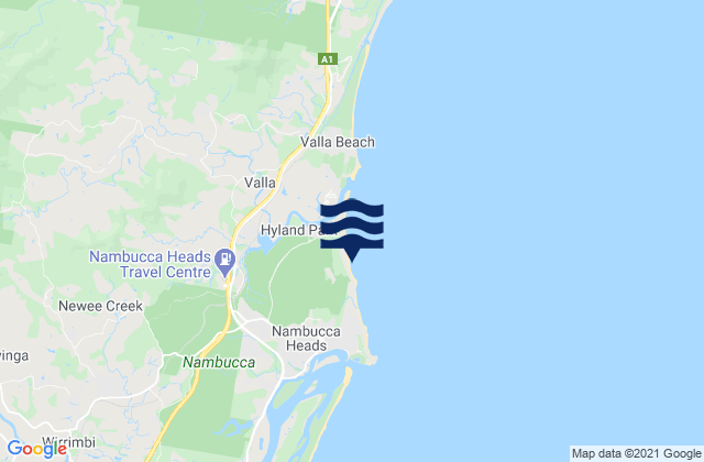 Mappa delle Getijden in Nambucca, Australia