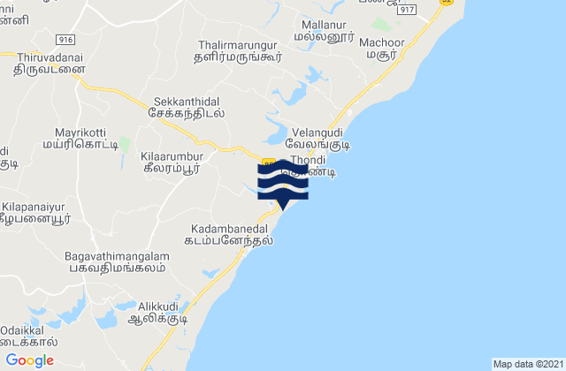 Mappa delle Getijden in Nambutalai, India