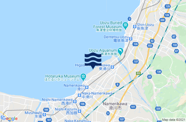 Mappa delle Getijden in Namerikawa-shi, Japan