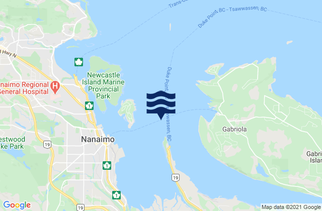 Mappa delle Getijden in Nanaimo Harbour, Canada