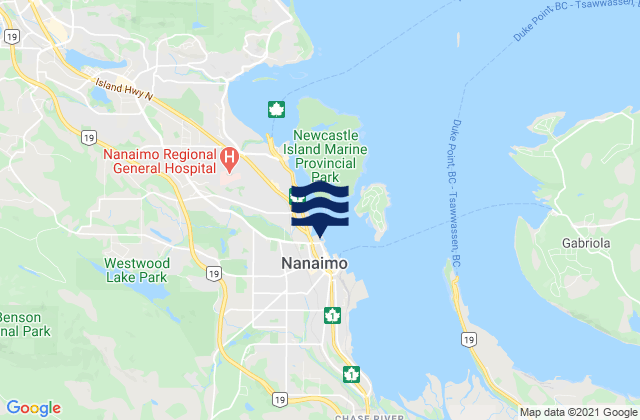 Mappa delle Getijden in Nanaimo, Canada
