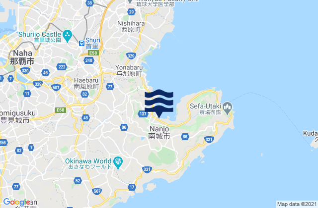 Mappa delle Getijden in Nanjō Shi, Japan