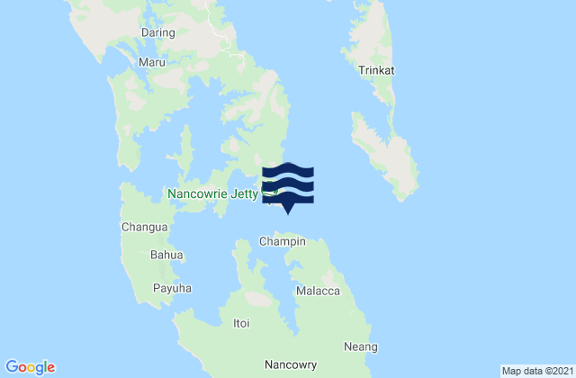 Mappa delle Getijden in Nankauri Harbor, Indonesia