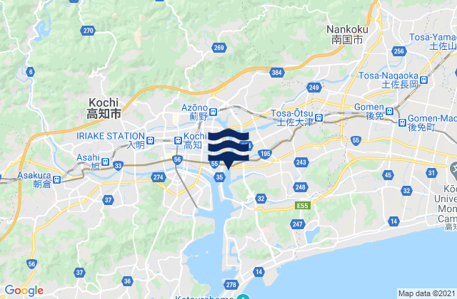 Mappa delle Getijden in Nankoku Shi, Japan