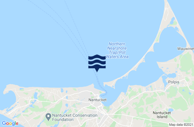 Mappa delle Getijden in Nantucket Harbor entrance channel, United States