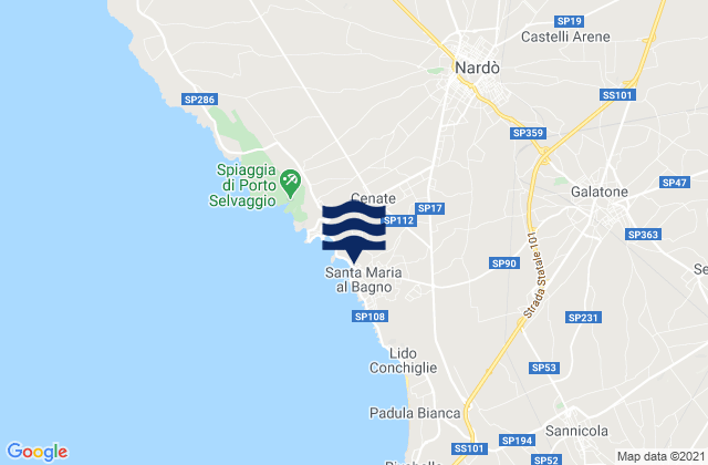 Mappa delle Getijden in Nardò, Italy