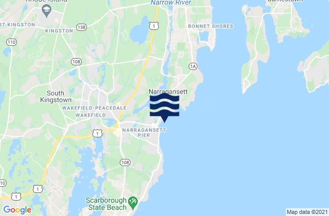 Mappa delle Getijden in Narragansett Beach, United States
