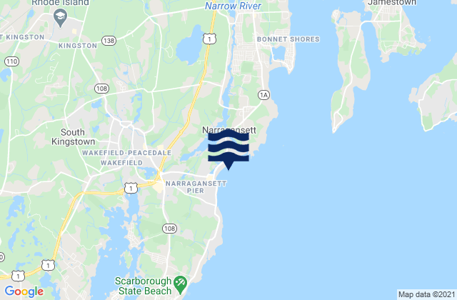 Mappa delle Getijden in Narragansett Town Beach, United States