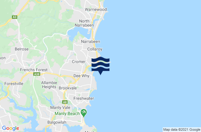 Mappa delle Getijden in Narraweena, Australia