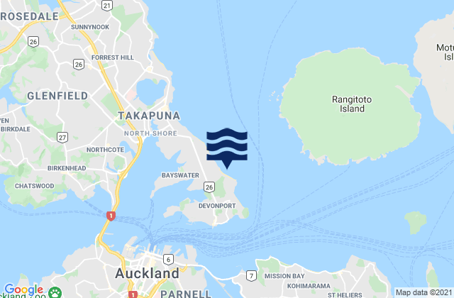 Mappa delle Getijden in Narrow Neck Beach, New Zealand