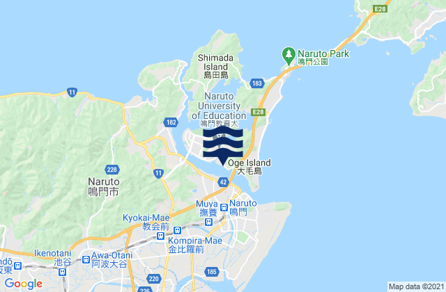 Mappa delle Getijden in Narutochō-mitsuishi, Japan