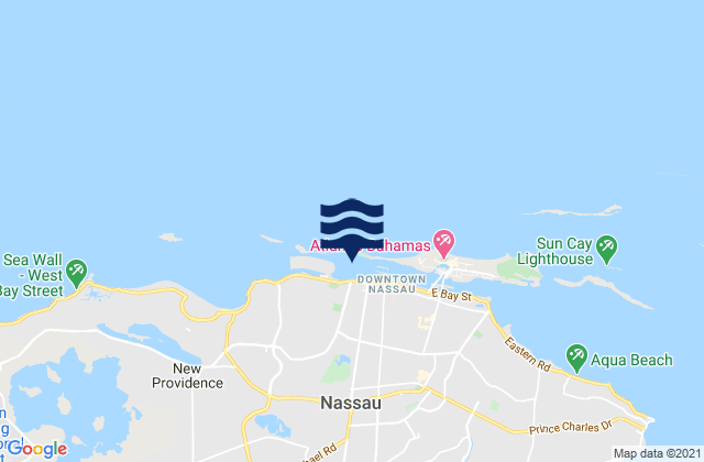 Mappa delle Getijden in Nassau (New Providence Island), United States
