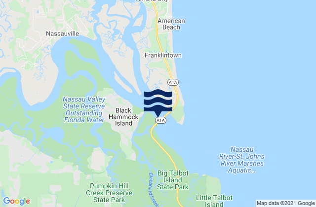 Mappa delle Getijden in Nassau River entrance, United States