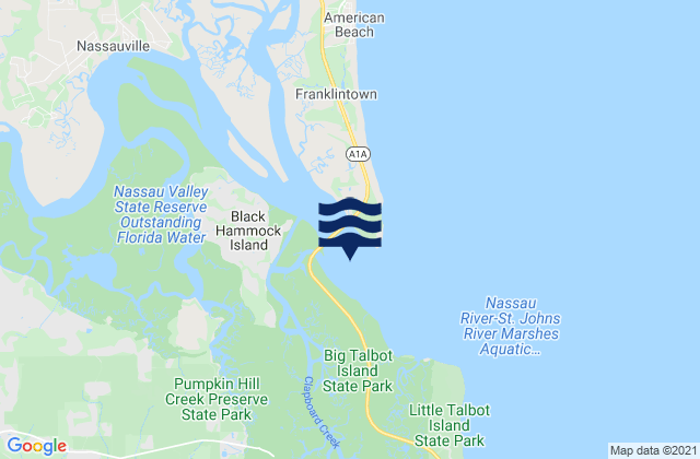 Mappa delle Getijden in Nassau Sound, United States