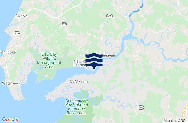 Mappa delle Getijden in Nassawadox Creek, Chesapeake Bay, United States