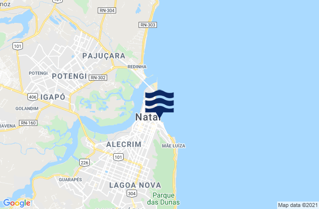 Mappa delle Getijden in Natal, Brazil