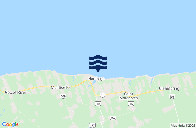 Mappa delle Getijden in Naufrage, Canada