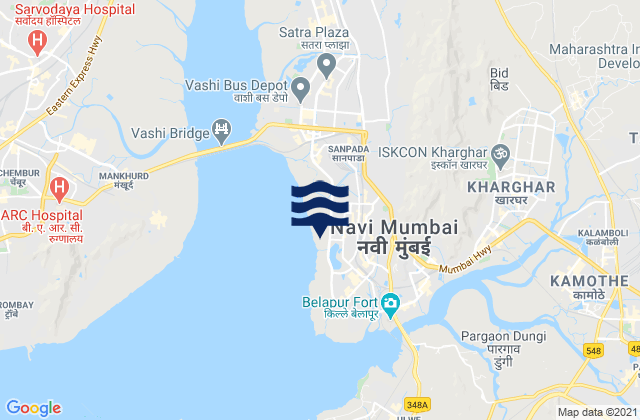 Mappa delle Getijden in Navi Mumbai, India