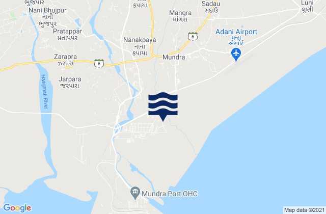 Mappa delle Getijden in Navinal Point, India