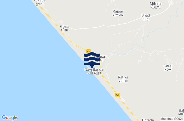 Mappa delle Getijden in Navībandar, India