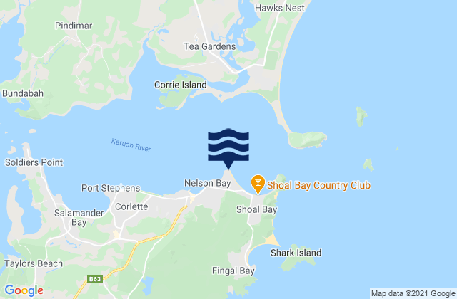 Mappa delle Getijden in Nelson Bay Lighthouse, Australia