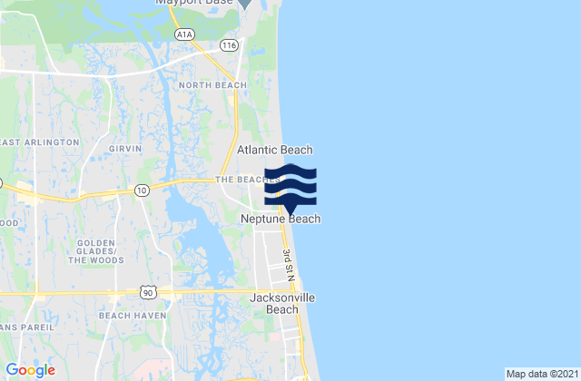 Mappa delle Getijden in Neptune Beach, United States