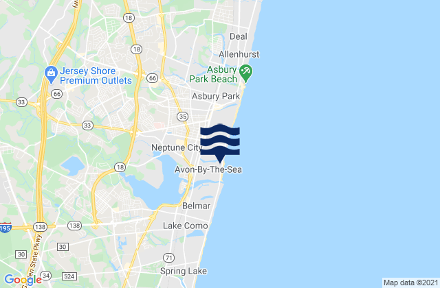 Mappa delle Getijden in Neptune City, United States