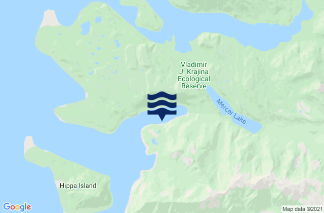 Mappa delle Getijden in Nesto Inlet, Canada