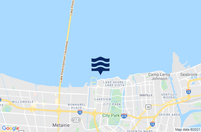 Mappa delle Getijden in New Canal USCG station Lake Pontchartrain, United States