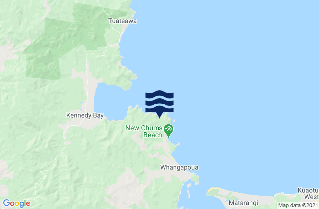 Mappa delle Getijden in New Chums Beach, New Zealand