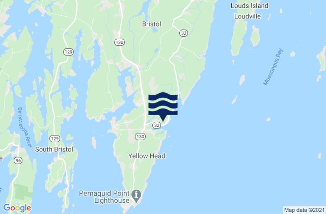 Mappa delle Getijden in New Harbor Muscongus Bay, United States