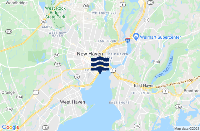 Mappa delle Getijden in New Haven (city dock), United States