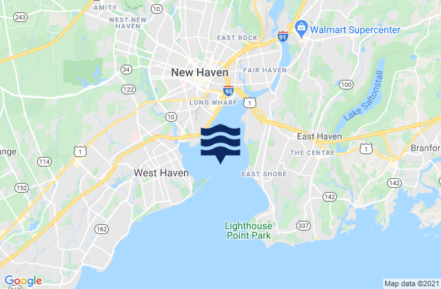 Mappa delle Getijden in New Haven Harbor, United States
