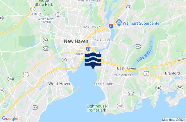 Mappa delle Getijden in New Haven Harbor New Haven Reach, United States