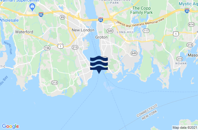 Mappa delle Getijden in New London Harbor entrance, United States
