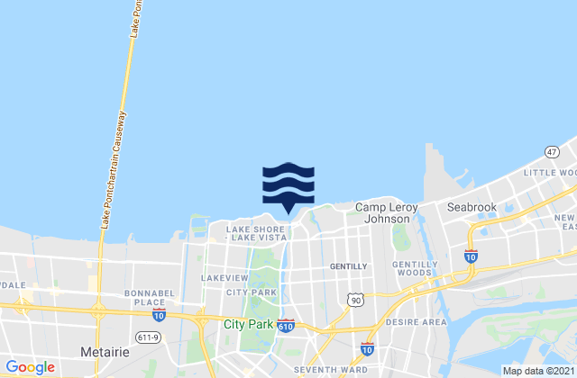 Mappa delle Getijden in New Orleans, United States