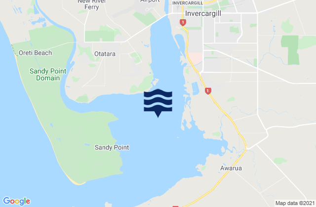 Mappa delle Getijden in New River Estuary, New Zealand