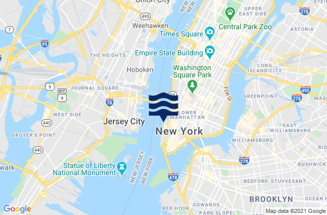 Mappa delle Getijden in New York, United States