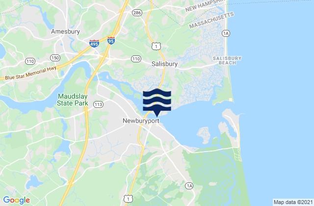 Mappa delle Getijden in Newburyport Merrimack River, United States